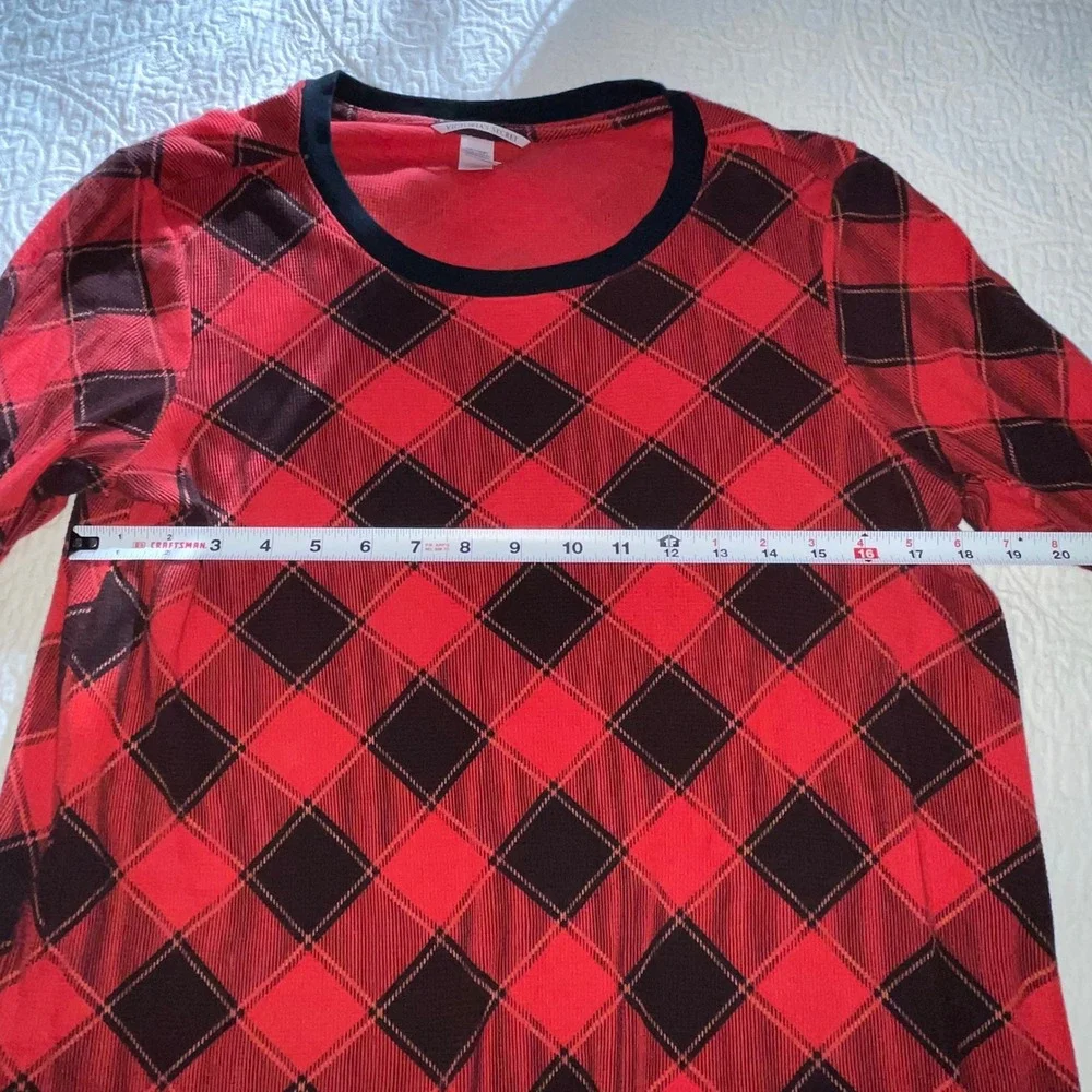 Victoria's Secret Women's Red Black Plaid Long Sleeve Sleep‎ Shirt Nightgown L